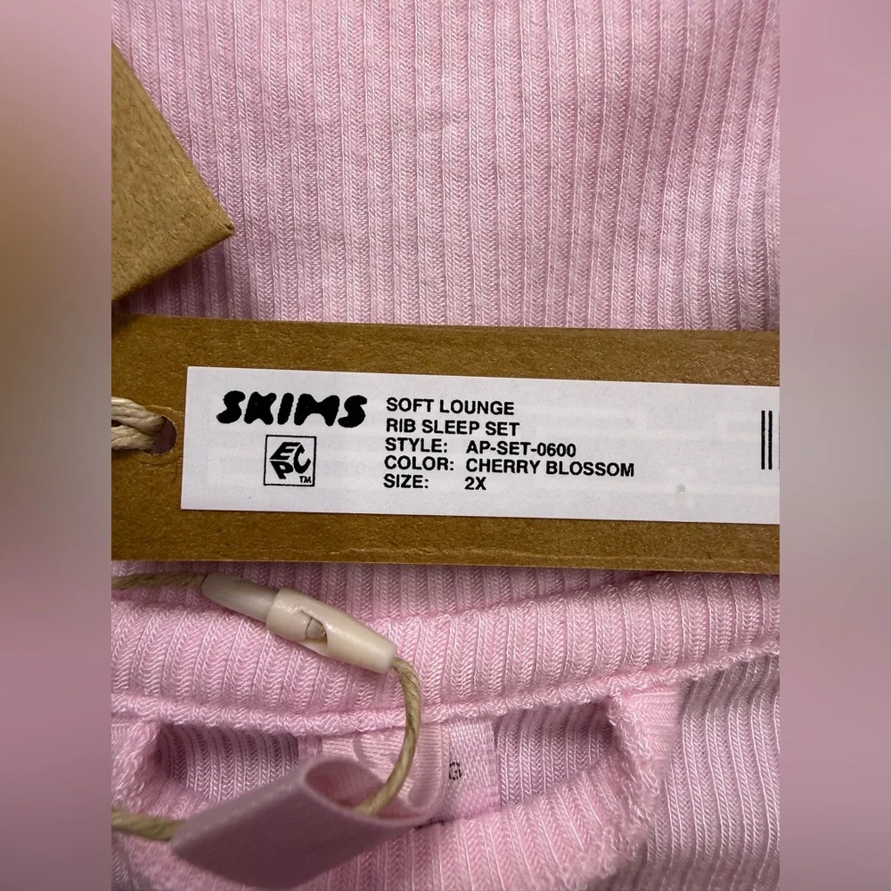 NWT Skims Soft Lounge Rib Sleep Pajama Set Pink Cherry Blossom Size 2X - Picture 11 of 16